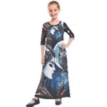 Steampunk Woman With Owl 2 Steampunk Woman With Owl Woman With Owl Strap Kids  Quarter Sleeve Maxi Dress