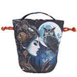Steampunk Woman With Owl 2 Steampunk Woman With Owl Woman With Owl Strap Drawstring Bucket Bag