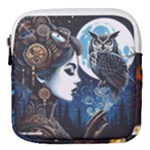 Steampunk Woman With Owl 2 Steampunk Woman With Owl Woman With Owl Strap Mini Square Pouch