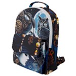 Steampunk Woman With Owl 2 Steampunk Woman With Owl Woman With Owl Strap Flap Pocket Backpack (Small)