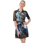 Steampunk Woman With Owl 2 Steampunk Woman With Owl Woman With Owl Strap Belted Shirt Dress