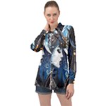 Steampunk Woman With Owl 2 Steampunk Woman With Owl Woman With Owl Strap Long Sleeve Satin Shirt