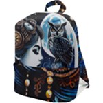 Steampunk Woman With Owl 2 Steampunk Woman With Owl Woman With Owl Strap Zip Up Backpack