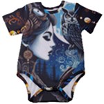Steampunk Woman With Owl 2 Steampunk Woman With Owl Woman With Owl Strap Baby Short Sleeve Bodysuit