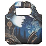 Steampunk Woman With Owl 2 Steampunk Woman With Owl Woman With Owl Strap Premium Foldable Grocery Recycle Bag