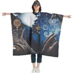 Steampunk Woman With Owl 2 Steampunk Woman With Owl Woman With Owl Strap Women s Hooded Rain Ponchos