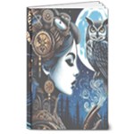 Steampunk Woman With Owl 2 Steampunk Woman With Owl Woman With Owl Strap 8  x 10  Hardcover Notebook