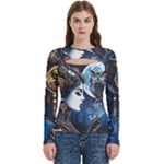 Steampunk Woman With Owl 2 Steampunk Woman With Owl Woman With Owl Strap Women s Cut Out Long Sleeve T-Shirt