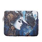 Steampunk Woman With Owl 2 Steampunk Woman With Owl Woman With Owl Strap 13  Vertical Laptop Sleeve Case With Pocket