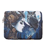 Steampunk Woman With Owl 2 Steampunk Woman With Owl Woman With Owl Strap 15  Vertical Laptop Sleeve Case With Pocket