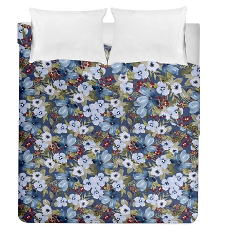 Blue Flowers Dark Blue Flowers Duvet Cover Double Side (Queen Size) from ArtsNow.com