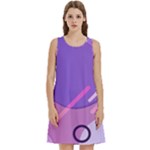 Colorful Labstract Wallpaper Theme Round Neck Sleeve Casual Dress With Pockets