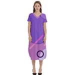 Colorful Labstract Wallpaper Theme T-Shirt Midi Dress With Pockets