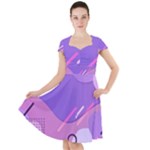 Colorful Labstract Wallpaper Theme Cap Sleeve Midi Dress With Pockets