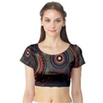 Abstract Geometric Pattern Short Sleeve Crop Top
