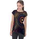 Abstract Geometric Pattern Cap Sleeve High Low Top