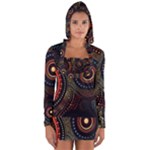 Abstract Geometric Pattern Long Sleeve Hooded T-shirt