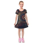 Abstract Geometric Pattern Kids  Short Sleeve Velvet Dress