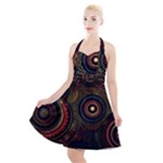 Abstract Geometric Pattern Halter Party Swing Dress 