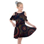 Abstract Geometric Pattern Kids  Shoulder Cutout Chiffon Dress