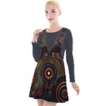 Abstract Geometric Pattern Plunge Pinafore Velour Dress