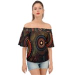 Abstract Geometric Pattern Off Shoulder Short Sleeve Top