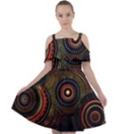 Abstract Geometric Pattern Cut Out Shoulders Chiffon Dress