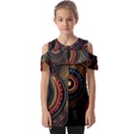 Abstract Geometric Pattern Fold Over Open Sleeve Top