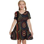 Abstract Geometric Pattern Kids  Short Sleeve Tiered Mini Dress