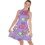 Cloud Seamless Pattern Sleeveless Halter Neck A-Line Dress
