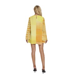 Round Neck Long Sleeve Bohemian Style Chiffon Mini Dress 