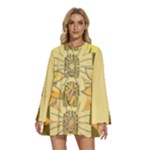 5443c ErickSays Round Neck Long Sleeve Bohemian Style Chiffon Mini Dress