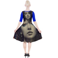 Quarter Sleeve A-Line Dress With Pockets 