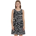 Joy Division Unknown Pleasures Pattern Round Neck Sleeve Casual Dress With Pockets