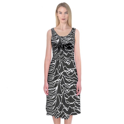 Joy Division Unknown Pleasures Pattern Midi Sleeveless Dress from ArtsNow.com
