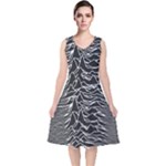 Joy Division Unknown Pleasures Pattern V-Neck Midi Sleeveless Dress 