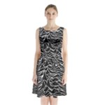 Joy Division Unknown Pleasures Pattern Sleeveless Waist Tie Chiffon Dress