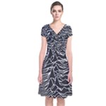Joy Division Unknown Pleasures Pattern Short Sleeve Front Wrap Dress