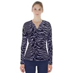 Joy Division Unknown Pleasures Pattern V-Neck Long Sleeve Top