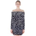Joy Division Unknown Pleasures Pattern Long Sleeve Off Shoulder Dress