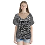 Joy Division Unknown Pleasures Pattern V-Neck Flutter Sleeve Top