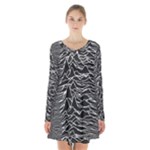 Joy Division Unknown Pleasures Pattern Long Sleeve Velvet V-neck Dress