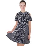Joy Division Unknown Pleasures Pattern Short Sleeve Shoulder Cut Out Dress 