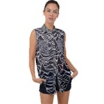 Joy Division Unknown Pleasures Pattern Sleeveless Chiffon Button Shirt