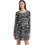 Joy Division Unknown Pleasures Pattern Long Sleeve Velour Skater Dress
