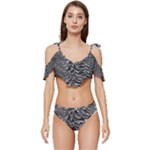 Joy Division Unknown Pleasures Pattern Ruffle Edge Tie Up Bikini Set	