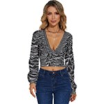 Joy Division Unknown Pleasures Pattern Long Sleeve Deep-V Velour Top