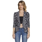 Joy Division Unknown Pleasures Pattern Women s 3/4 Sleeve Ruffle Edge Open Front Jacket