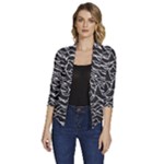 Joy Division Unknown Pleasures Pattern Women s Draped Front 3/4 Sleeve Shawl Collar Jacket