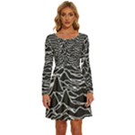 Joy Division Unknown Pleasures Pattern Long Sleeve Wide Neck Velvet Dress
